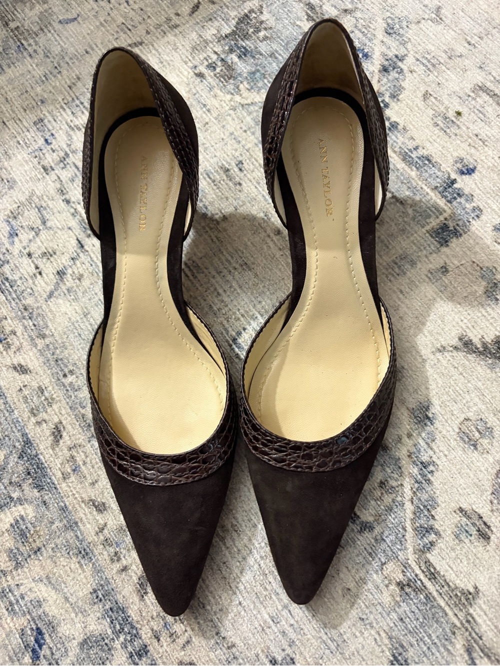 Ann Taylor Dark Brown Pointed-Toe D'Orsay Heels size 7.5